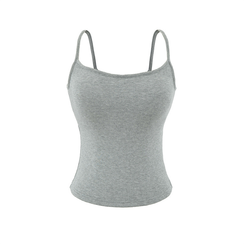 Blue Camisole with Chest Pads for Women, Summer Slim-Fit Basic Style, Suitable for Outerwear or Layering, Slimming and Alluring Base Top
