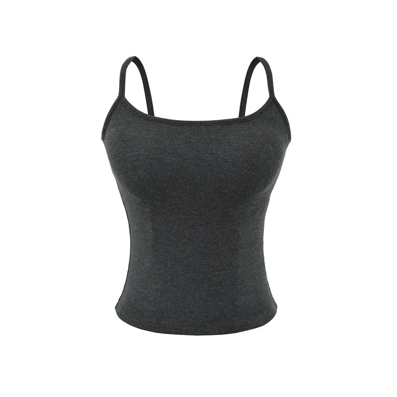 Blue Camisole with Chest Pads for Women, Summer Slim-Fit Basic Style, Suitable for Outerwear or Layering, Slimming and Alluring Base Top