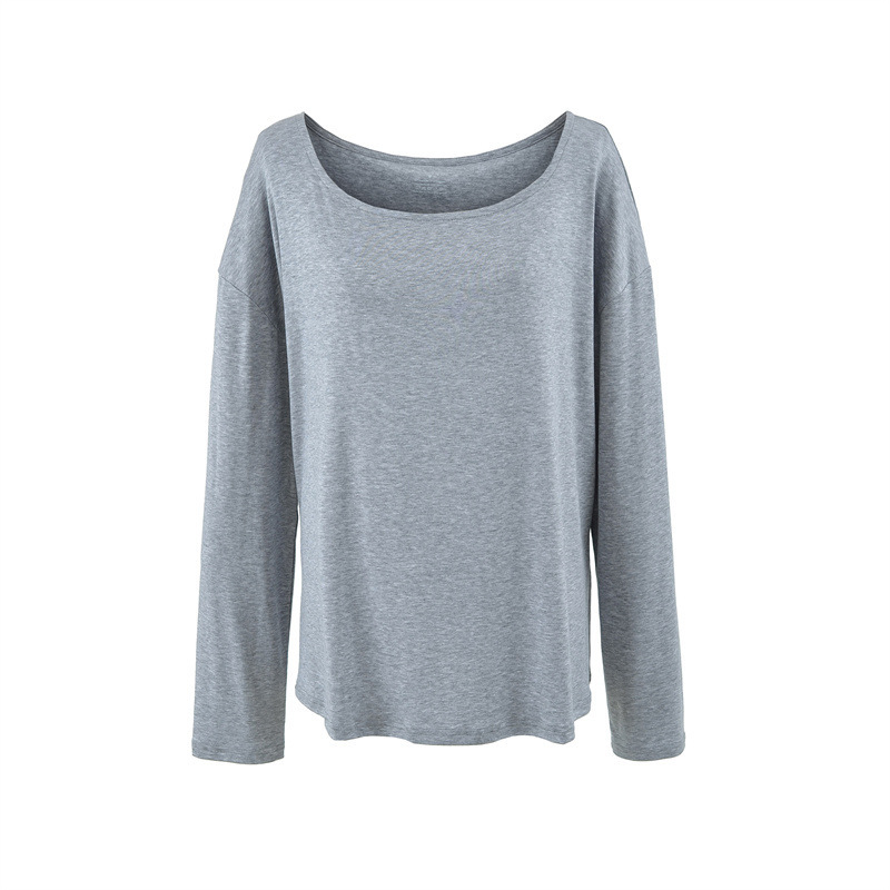 Casual and Lazy One-Shoulder Loose Long-Sleeved Sports Blouse for Women in Spring and Summer, Thin and Slimming, Worn over a T-Shirt Top