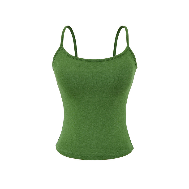Blue Camisole with Chest Pads for Women, Summer Slim-Fit Basic Style, Suitable for Outerwear or Layering, Slimming and Alluring Base Top