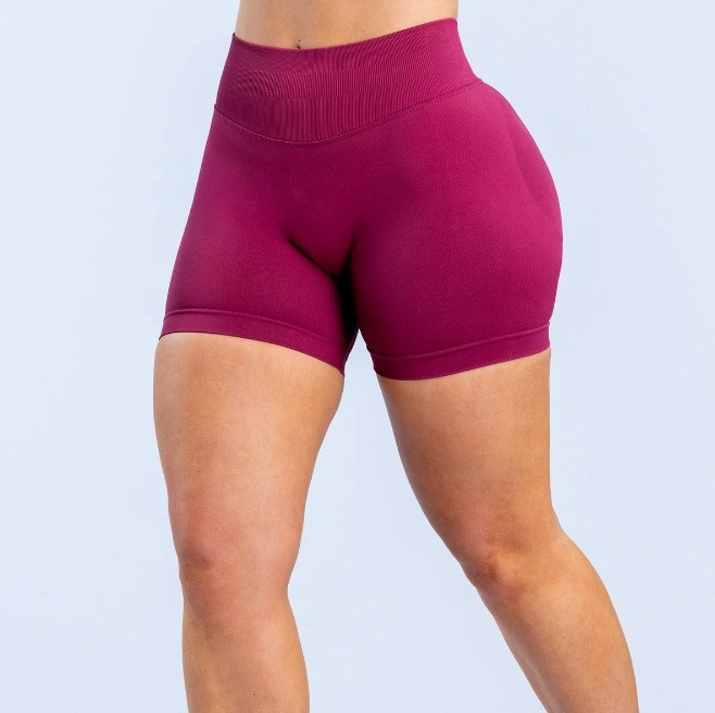 High-Elastic Matte Nylon Three-Section Waist Pleated Butt-Lifting Seamless Low-Waist Shorts Fitness Yoga Pants