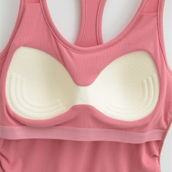 Basic Versatile Tank Top with Chest Pads for Women, Summer U-Neck Slimming Elastic Outerwear Yoga Sports Camisole