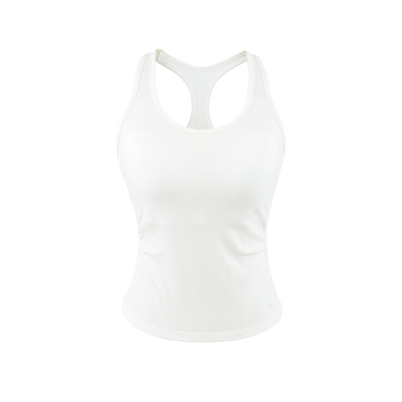 Basic Versatile Tank Top with Chest Pads for Women, Summer U-Neck Slimming Elastic Outerwear Yoga Sports Camisole