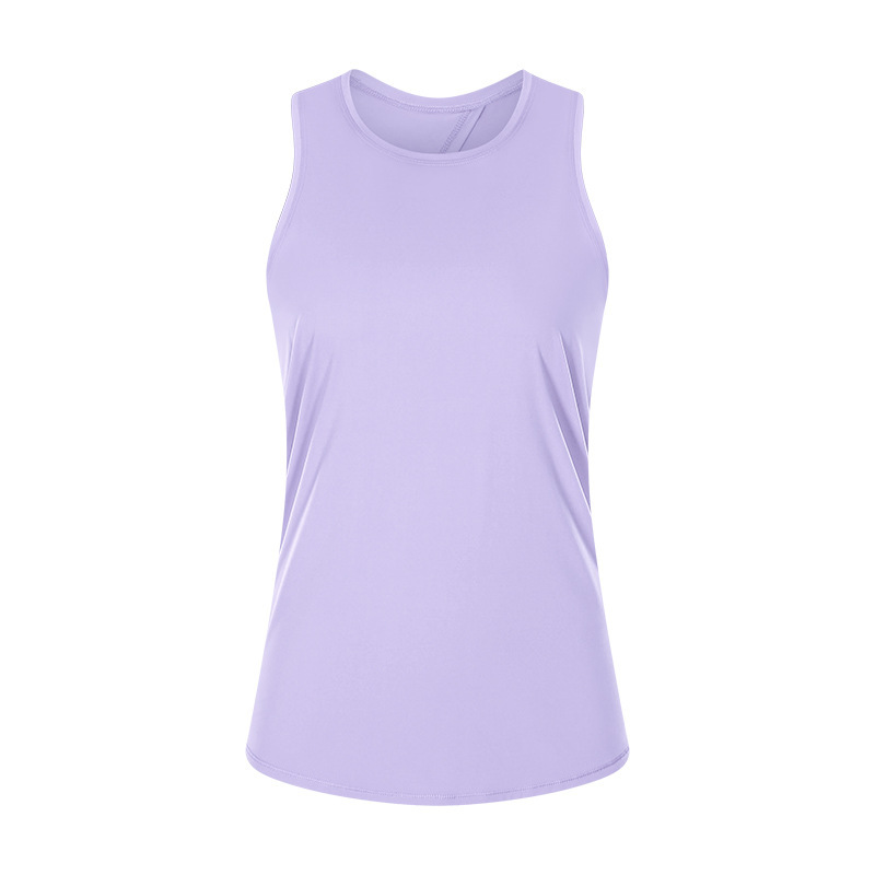 Spring and summer new nude skin-friendly strap vest women's split beautiful back loose breathable running sports blouse S2027