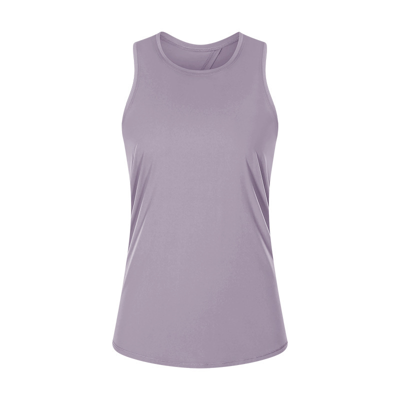 Spring and summer new nude skin-friendly strap vest women's split beautiful back loose breathable running sports blouse S2027