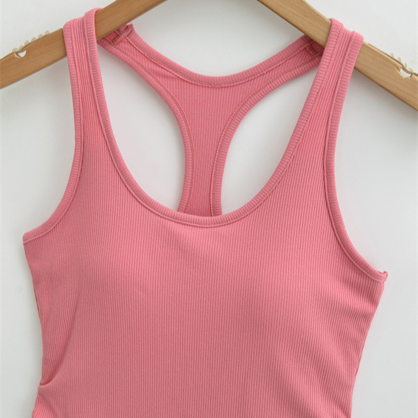 Basic Versatile Tank Top with Chest Pads for Women, Summer U-Neck Slimming Elastic Outerwear Yoga Sports Camisole
