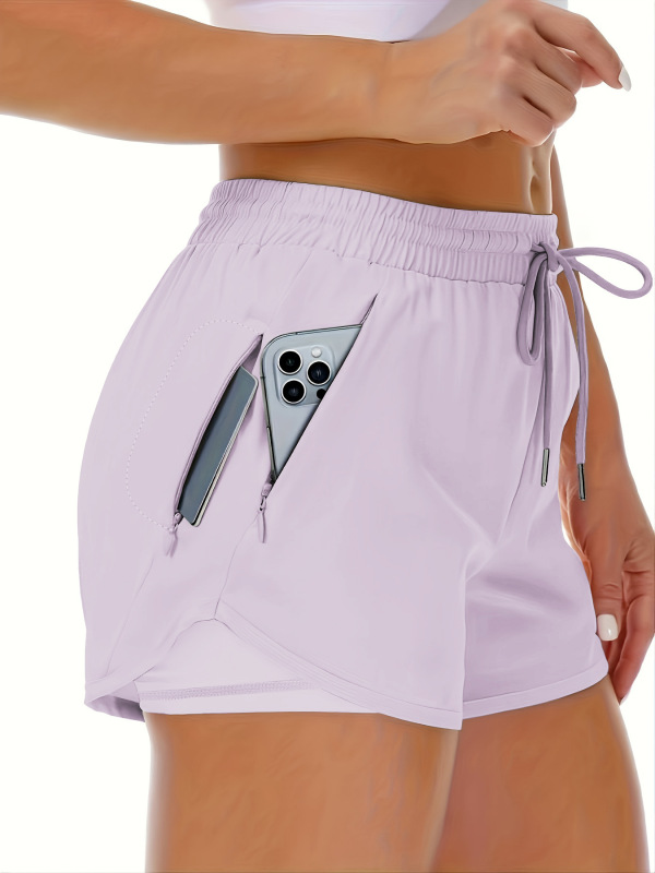 Women's Sports Shorts Running Yoga Fake Two-piece Anti-walking Shorts Fitness Elastic Exercise Slimming Tight Pants