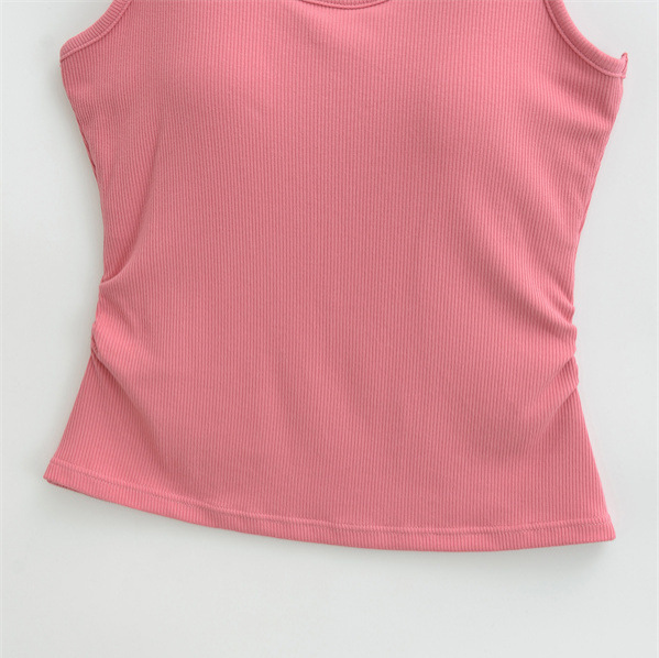 Basic Versatile Tank Top with Chest Pads for Women, Summer U-Neck Slimming Elastic Outerwear Yoga Sports Camisole