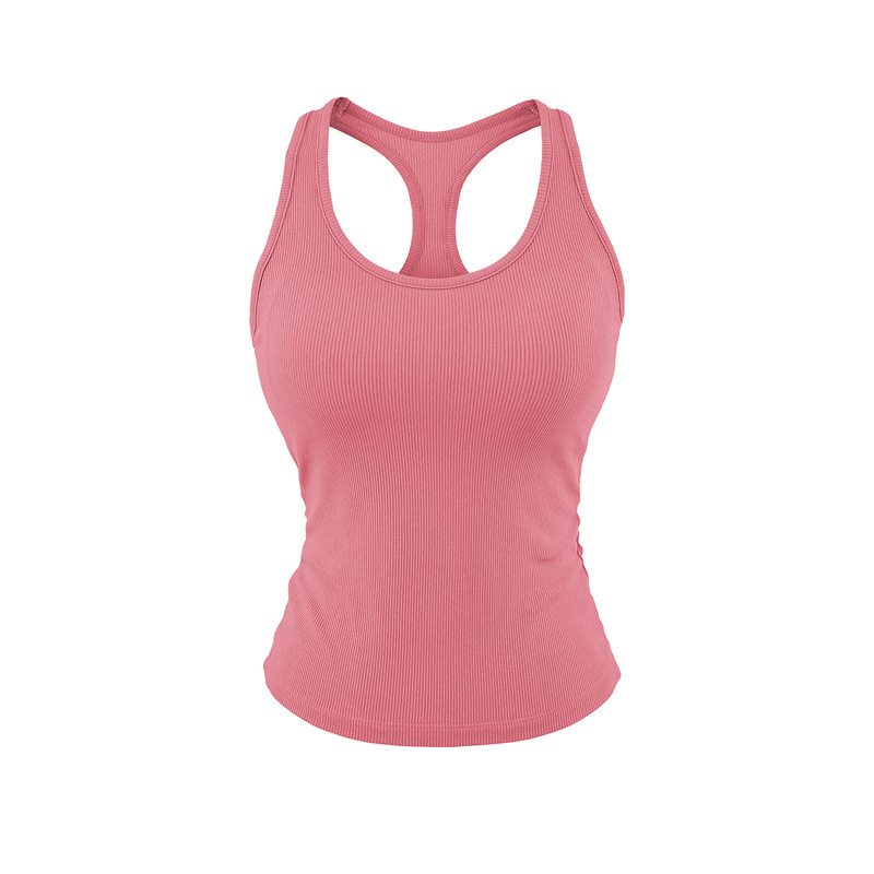 Basic Versatile Tank Top with Chest Pads for Women, Summer U-Neck Slimming Elastic Outerwear Yoga Sports Camisole