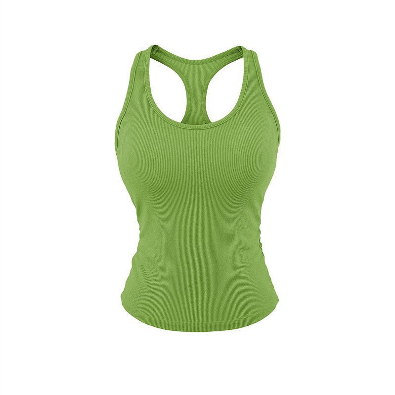 Basic Versatile Tank Top with Chest Pads for Women, Summer U-Neck Slimming Elastic Outerwear Yoga Sports Camisole