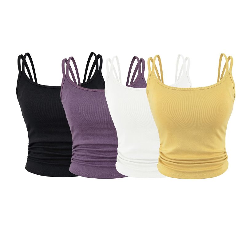 Pure Desire Double-Strap Slim-Fit Tank Top for Women, 2026 New Style, Outerwear, Tight-Fitting with Chest Pads, Slimming Sports Camisole, Beautiful