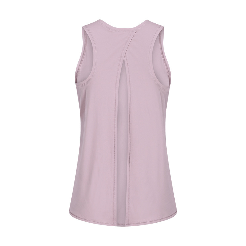 Spring and summer new nude skin-friendly strap vest women's split beautiful back loose breathable running sports blouse S2027