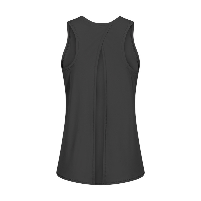 Spring and summer new nude skin-friendly strap vest women's split beautiful back loose breathable running sports blouse S2027