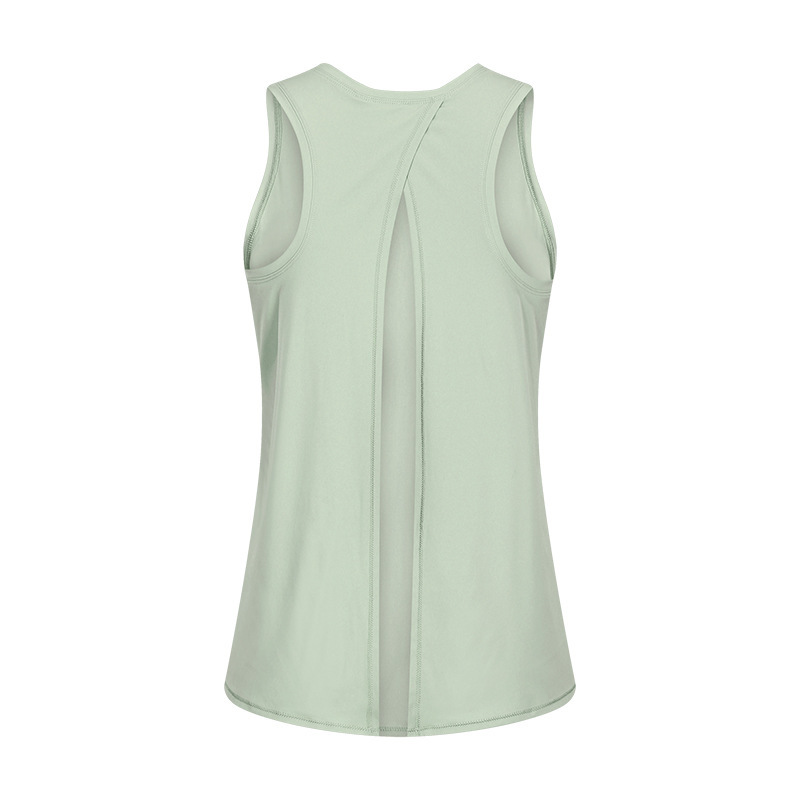 Spring and summer new nude skin-friendly strap vest women's split beautiful back loose breathable running sports blouse S2027