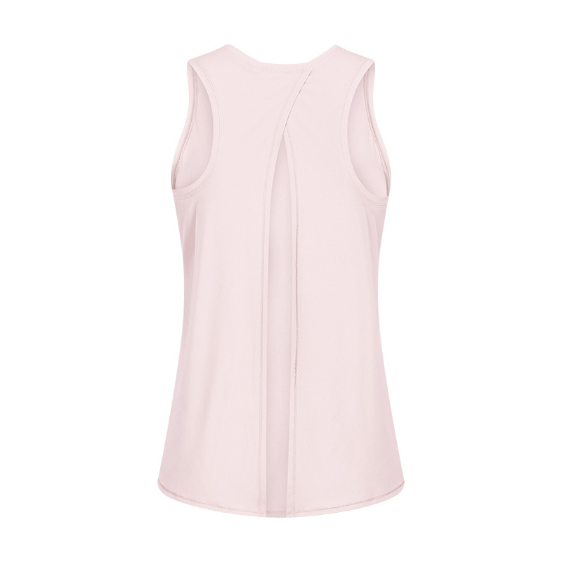 Spring and summer new nude skin-friendly strap vest women's split beautiful back loose breathable running sports blouse S2027