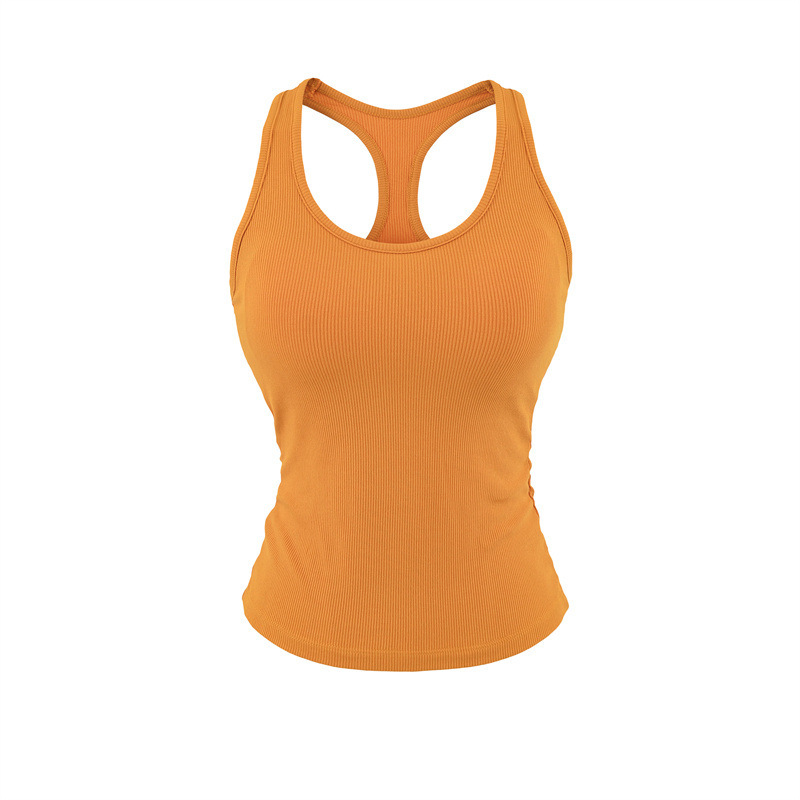 Basic Versatile Tank Top with Chest Pads for Women, Summer U-Neck Slimming Elastic Outerwear Yoga Sports Camisole