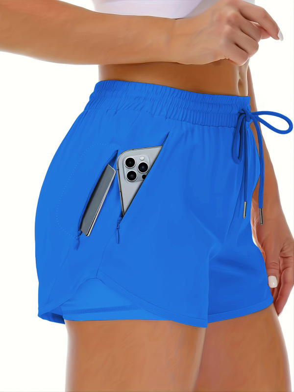 Women's Sports Shorts Running Yoga Fake Two-piece Anti-walking Shorts Fitness Elastic Exercise Slimming Tight Pants