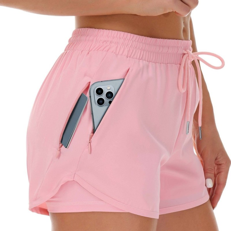 Women's Sports Shorts Running Yoga Fake Two-piece Anti-walking Shorts Fitness Elastic Exercise Slimming Tight Pants