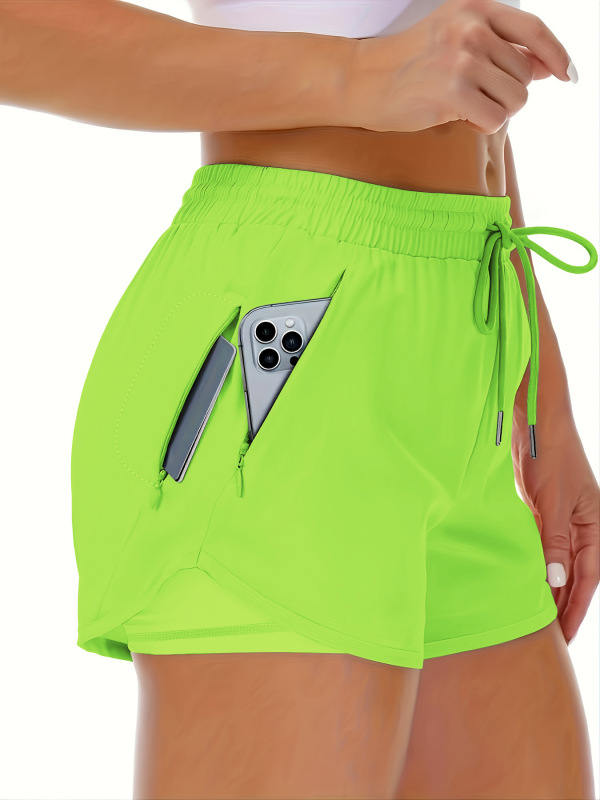 Women's Sports Shorts Running Yoga Fake Two-piece Anti-walking Shorts Fitness Elastic Exercise Slimming Tight Pants
