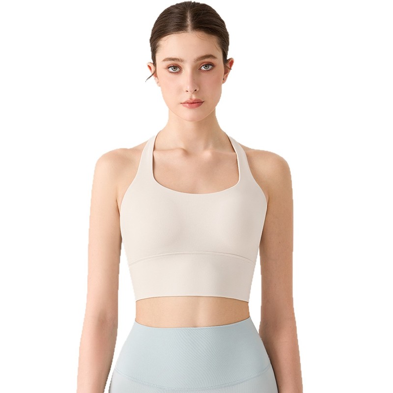 New N66 Lycra Slim Yoga Wear U-Neck Halter Neck Beautiful Back Sports Bra Seamless Push-Up Sling Free Bra