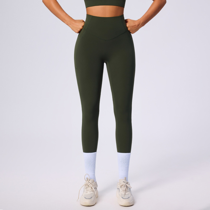 European and American New Style Pocket Yoga Pants for Women, High-Waisted Tummy Control Shapewear Sports Leggings, Peach Butt Naked Feeling Fitness Pants