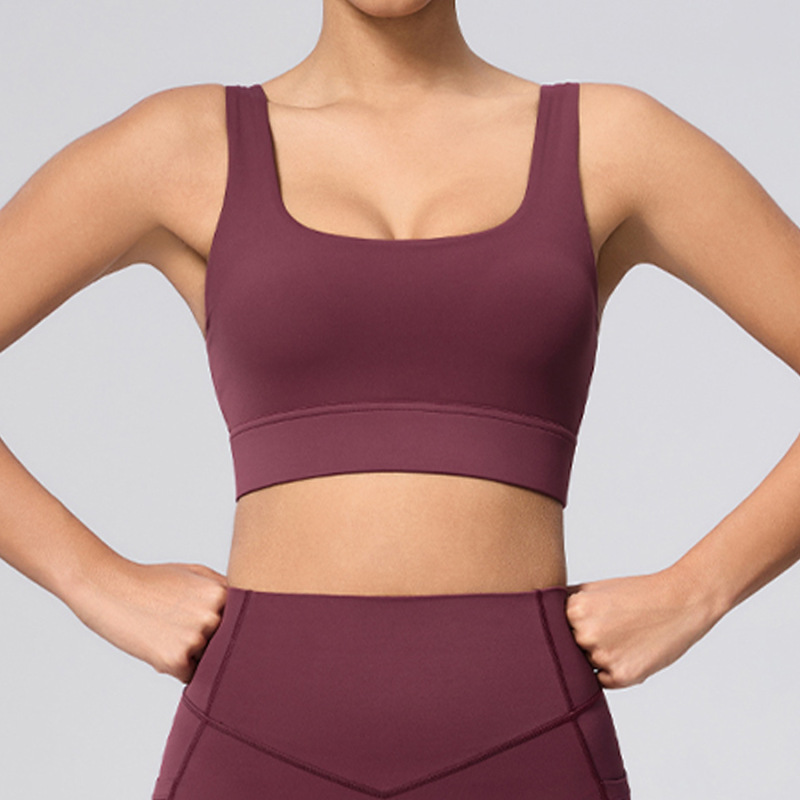 Cross-Border New Nude Sports Bra Running Shock-Proof High-Intensity Sports Bra Vest-Style High-Elastic Yoga Bra