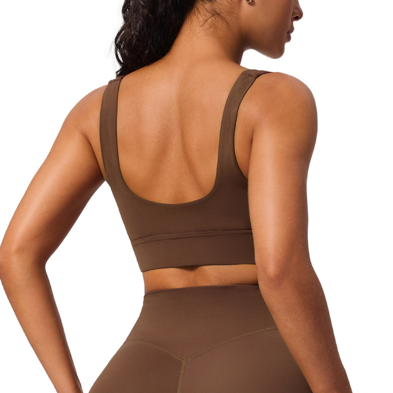 Cross-Border New Nude Sports Bra Running Shock-Proof High-Intensity Sports Bra Vest-Style High-Elastic Yoga Bra