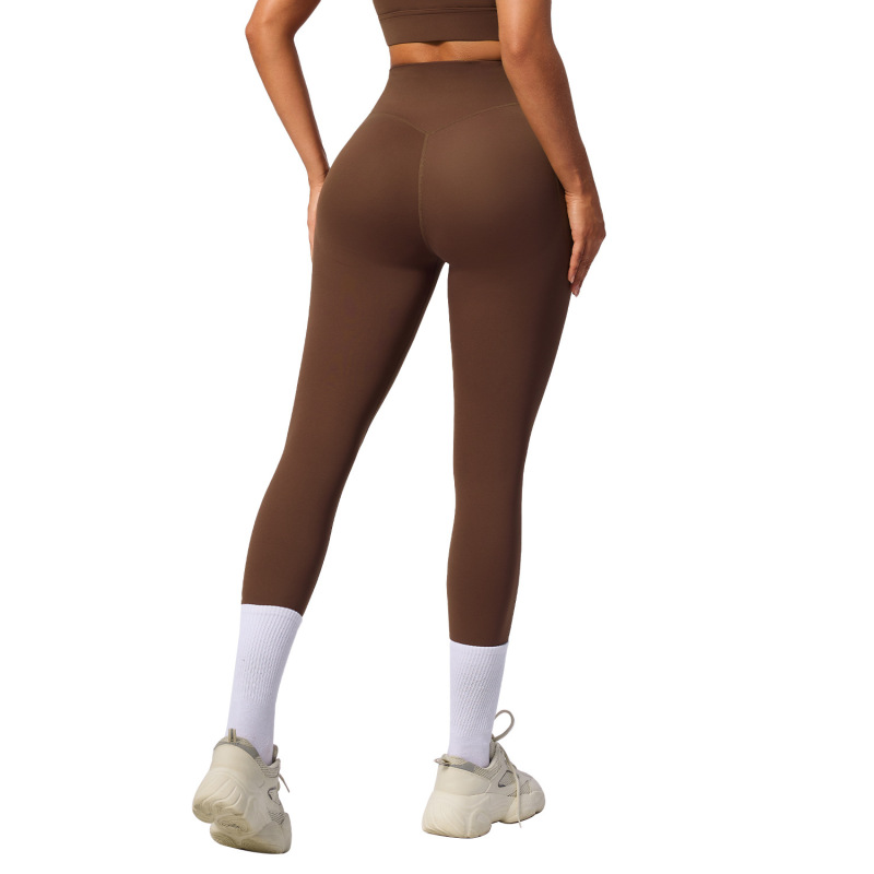 European and American New Style Pocket Yoga Pants for Women, High-Waisted Tummy Control Shapewear Sports Leggings, Peach Butt Naked Feeling Fitness Pants
