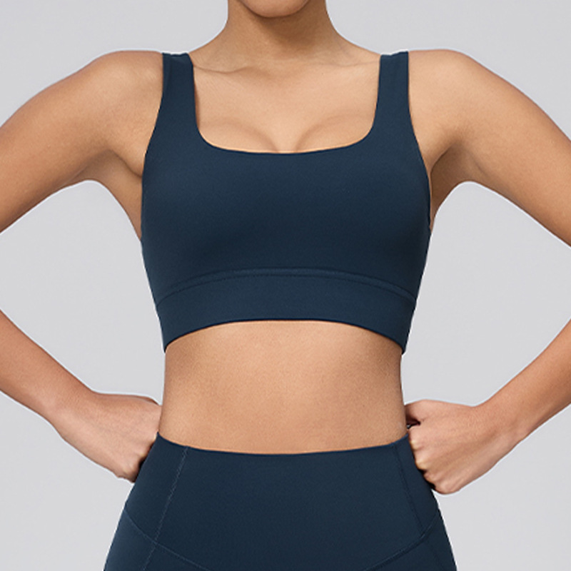 Cross-Border New Nude Sports Bra Running Shock-Proof High-Intensity Sports Bra Vest-Style High-Elastic Yoga Bra