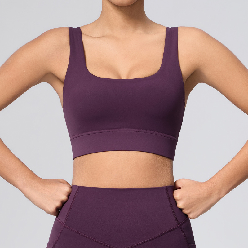 Cross-Border New Nude Sports Bra Running Shock-Proof High-Intensity Sports Bra Vest-Style High-Elastic Yoga Bra