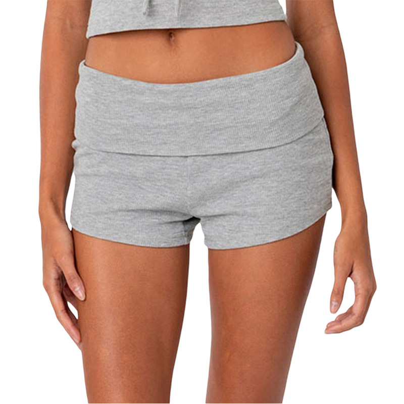 European and American style cross-border new waist striped short women's foundation tight low waist base casual hot pants summer