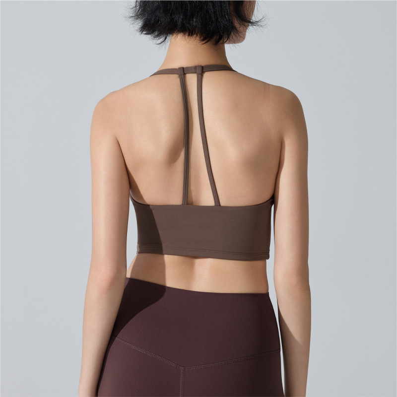 European and American Cross-Border Knotted Beautiful Back Vest Bra Nude Breathable Tight Outdoor Sports Running Fitness Yoga Clothing