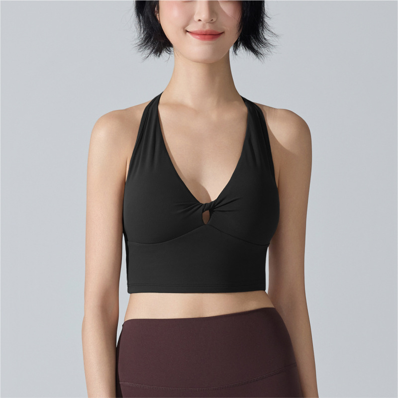 European and American Cross-Border Knotted Beautiful Back Vest Bra Nude Breathable Tight Outdoor Sports Running Fitness Yoga Clothing