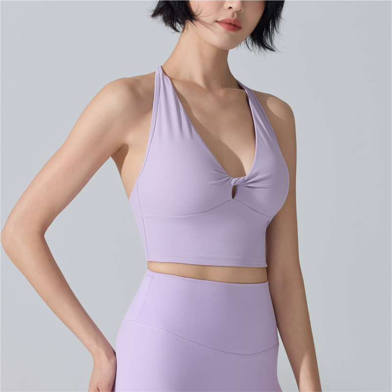 European and American Cross-Border Knotted Beautiful Back Vest Bra Nude Breathable Tight Outdoor Sports Running Fitness Yoga Clothing