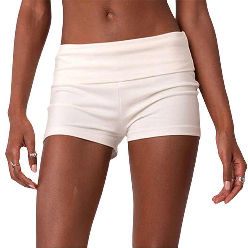European and American style cross-border new waist striped short women's foundation tight low waist base casual hot pants summer