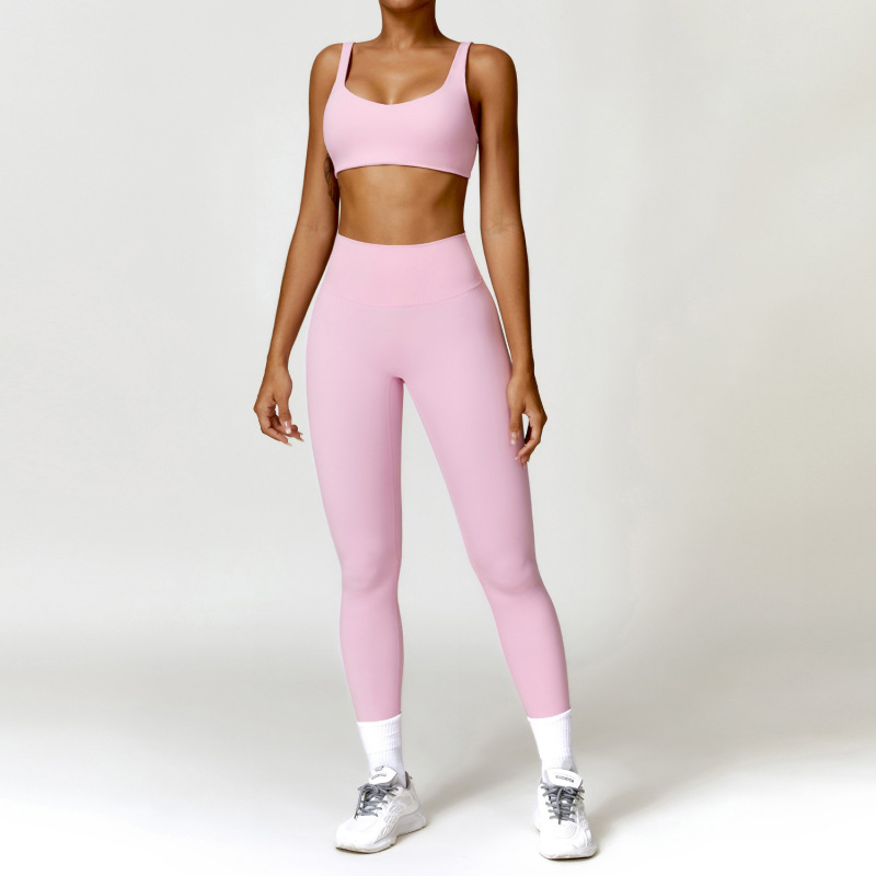 Zechuang cross-border winter nude tight yoga suit high waist quick-drying running sports workout clothes two-piece set 8518