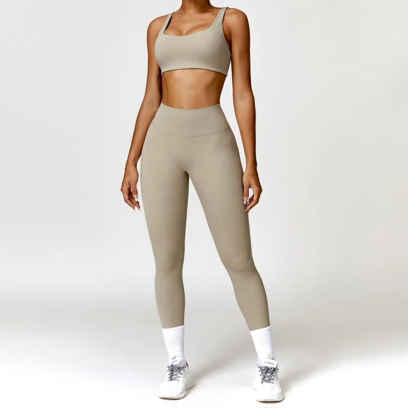 Zechuang cross-border winter nude tight yoga suit high waist quick-drying running sports workout clothes two-piece set 8518