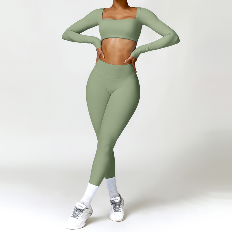 Zechuang cross-border winter nude tight yoga suit high waist quick-drying running sports workout clothes two-piece set 8518