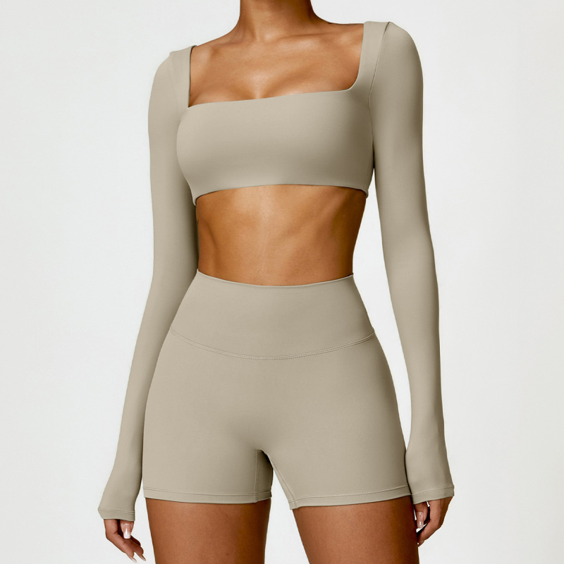 Zechuang cross-border winter nude tight yoga suit high waist quick-drying running sports workout clothes two-piece set 8518