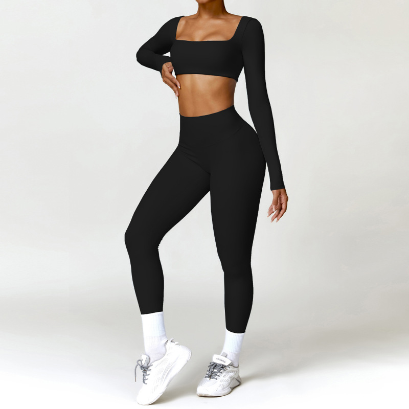 Zechuang cross-border winter nude tight yoga suit high waist quick-drying running sports workout clothes two-piece set 8518