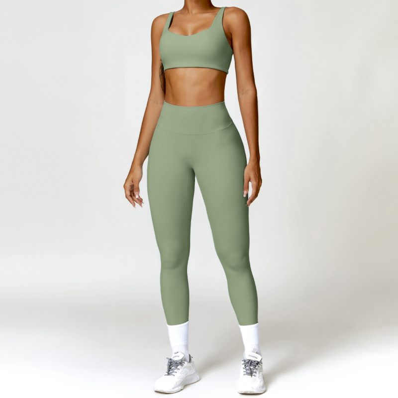Zechuang cross-border winter nude tight yoga suit high waist quick-drying running sports workout clothes two-piece set 8518