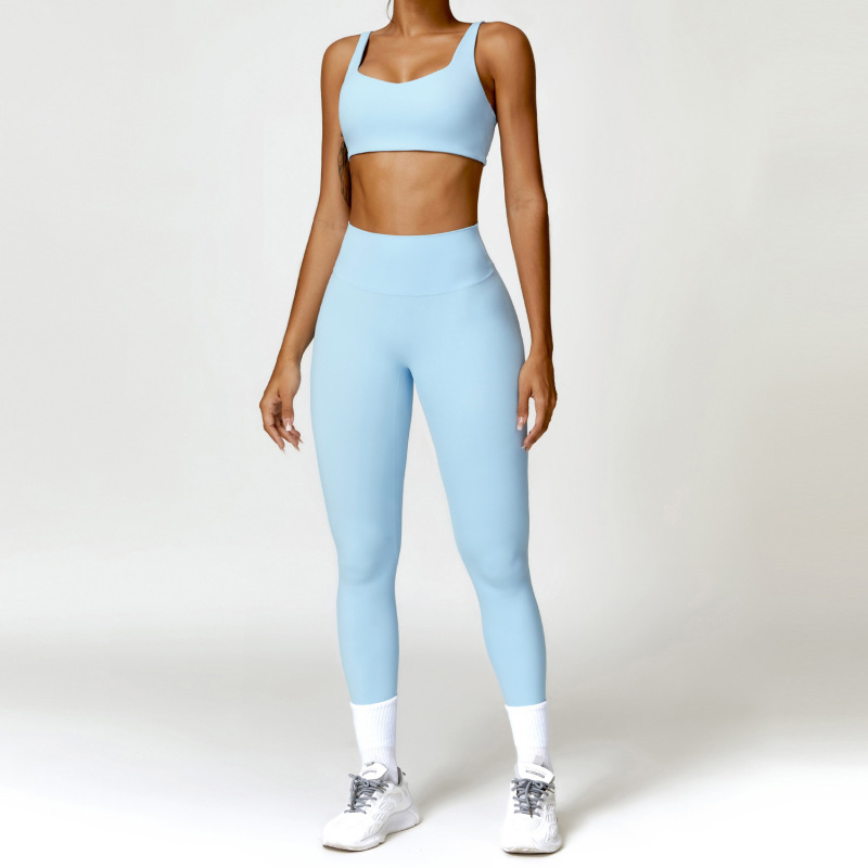 Zechuang cross-border winter nude tight yoga suit high waist quick-drying running sports workout clothes two-piece set 8518