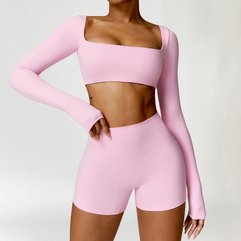 Zechuang cross-border winter nude tight yoga suit high waist quick-drying running sports workout clothes two-piece set 8518