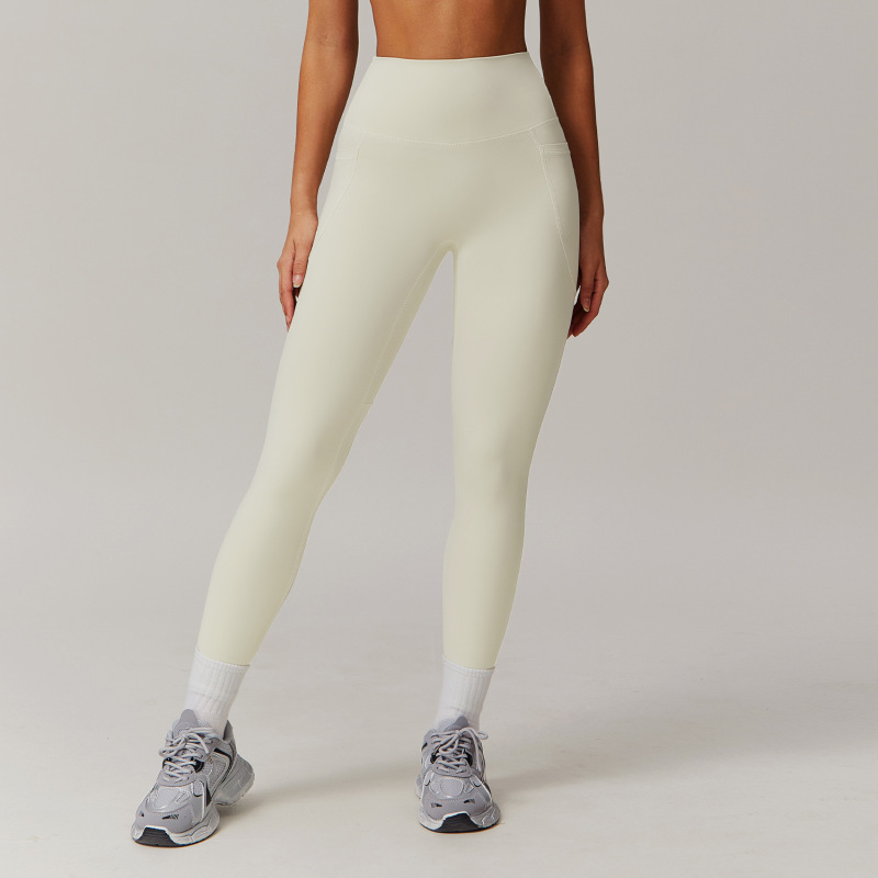 Breathable Cloud Sense High Waist Hip Lifting Yoga Pants Outer Wear Pocket Tight Sports Running Pants Quick-drying Fitness Pants 6425