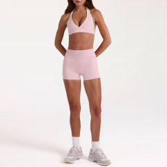 Yy423 peach pink top + shorts