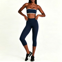 Yy422 navy blue top + cropped tights