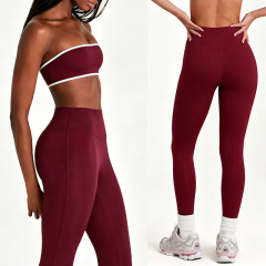 Yy422 cherry red top + tight trousers