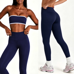 Yy422 navy blue top + tight trousers