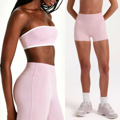 Yy422 peach pink top + shorts
