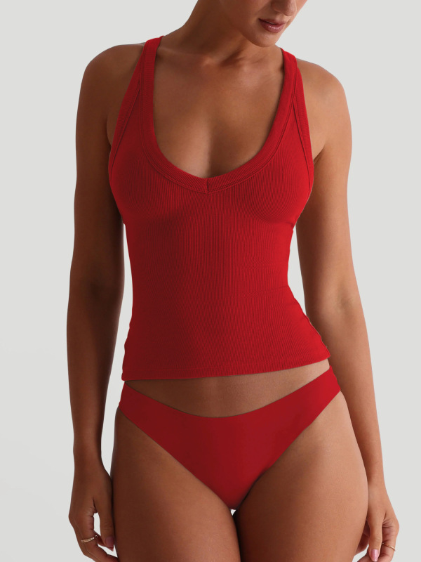2026 Low-Neck Hot Girl Tank Top for Women, American Retro Tight-Fitting Sleeveless Top, High-Waisted Cropped Base Shirt